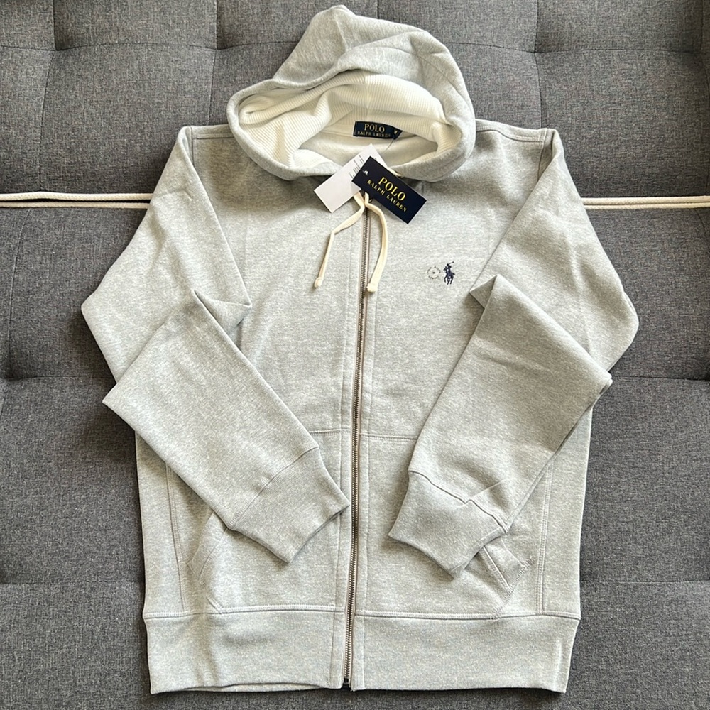Polo by Ralph Lauren Full Fleece Zip-Up Hoodie. Colour Gray/Melange. Size M.